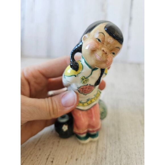 Gort lil pumpkin priolo girl lantern figurine statue vintage CL49 says - Picture 7 of 9